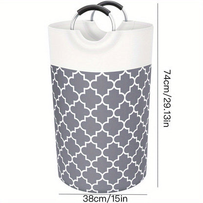 Large collapsible laundry hamper with easy carry handles, perfect for laundry, bedroom, dorm, clothes, towels, and toys. This freestanding clothes hamper comes in a stylish clover black design.