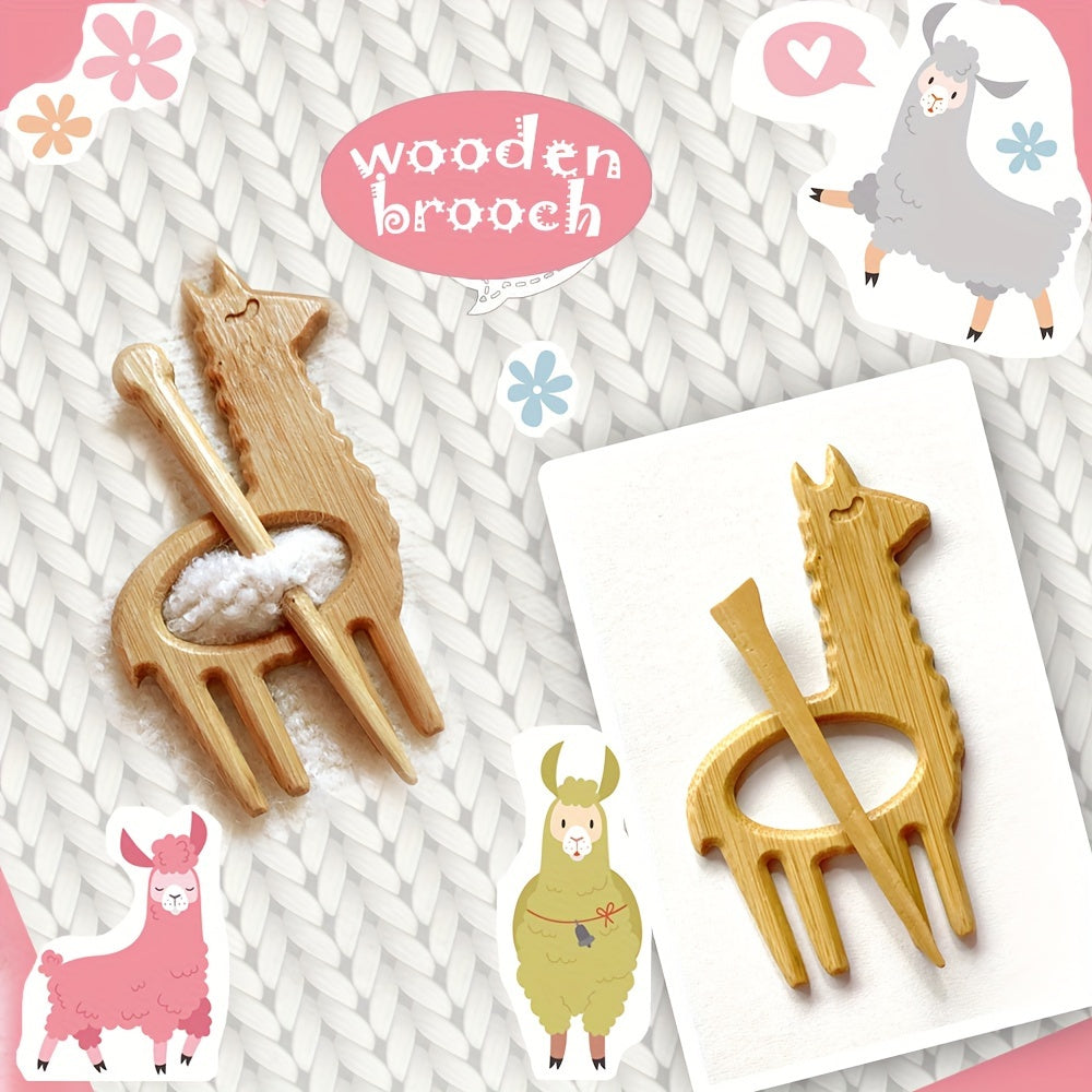 Creative Fashion Wooden Animal Pattern Brooch Set of 3 or 5 - Unique Design Wooden Animal Brooches and Sweater Clips