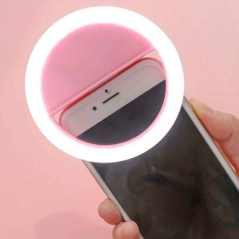 CLEANTRUST Rechargeable LED Ring Light for Selfies and Live Streaming, Portable Circular Flashlight, Dual Power Mode, Warm White Light, 40mAh Polymer Lithium Battery, for Smartphones