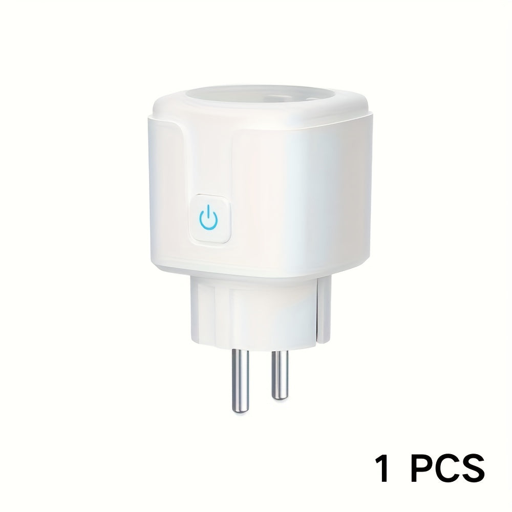 WiFi smart plug 16A EU socket with Tuya Smart Life app for voice control and power monitoring through Alexa and Google Home Assistant.