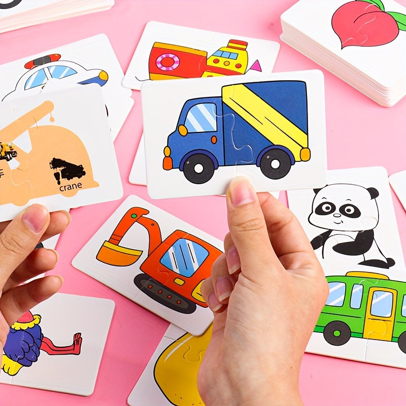 Early Learning Matching Puzzle Cards for Ages 1-4 - Colorful Intelligence Toy in Red/Green/Blue/Yellow.