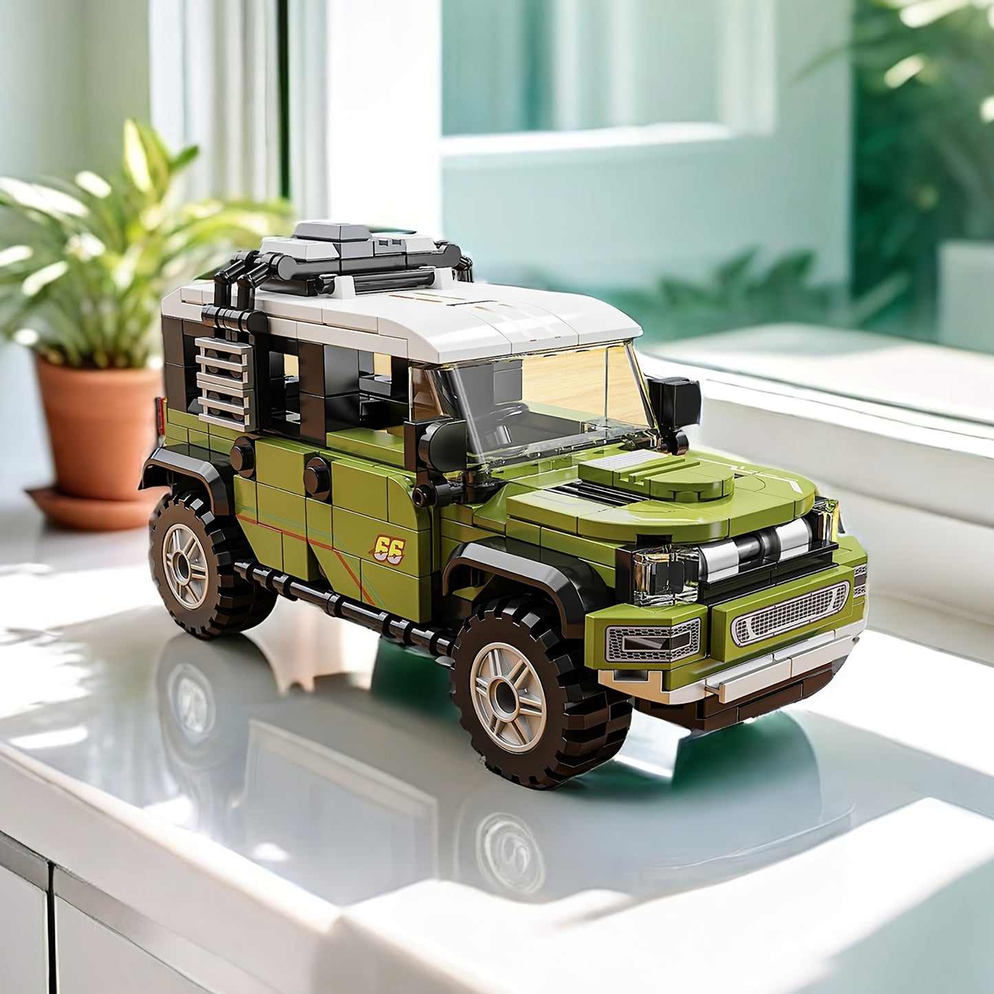 330-piece green off-road SUV model building kit with durable ABS blocks. Enhances focus, hand-eye coordination, and creativity for teens aged 6+. Perfect movie-themed educational toy and