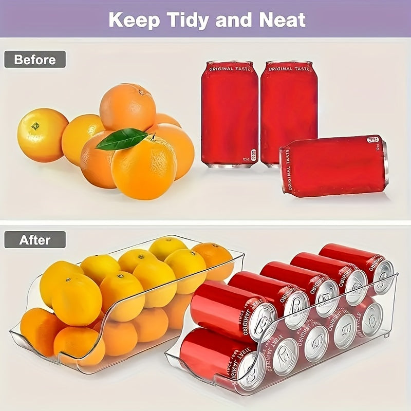 Refrigerator Organizer Bins for Soda Cans - Clear Plastic Pantry Storage Rack with Beverage Holder - Can Dispensers for Fridge, Freezer, Pantry, Kitchen - Stackable and Space-Saving Kitchen Accessories for Countertops and Cabinets