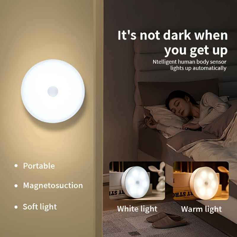 1/3 Magnetic LED Motion Sensor Night Light - Rechargeable, Energy-Saving for Bedroom, Wardrobe, Cabinet