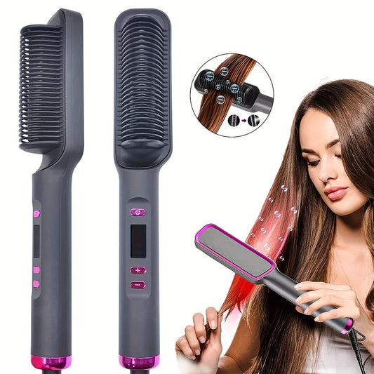 1pc Multifunctional Hair Straightener Comb with Negative Ion Technology, Type C Plug, Ideal Gift.