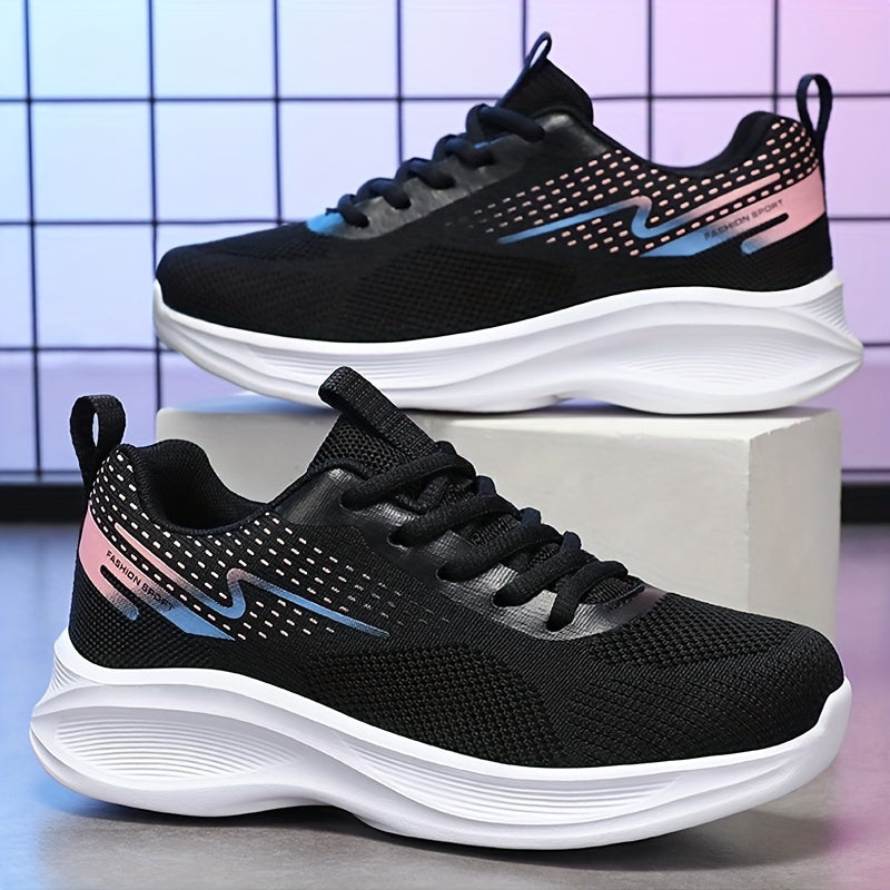 Mesh sneakers for women with breathable design, lightweight, comfortable lace-up, and anti-slip rubber sole, suitable for all seasons.