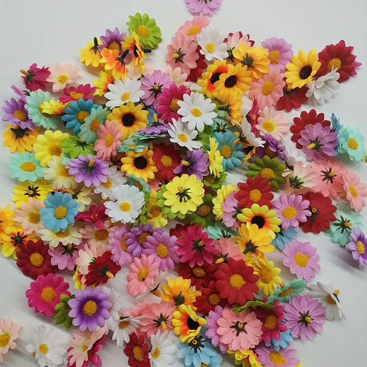 100/200 pieces of artificial daisy flowers, 4cm sunflower heads for decor.