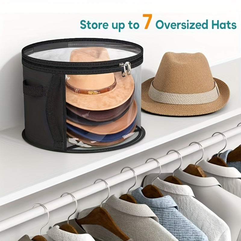 ClearView Fabric Hat Storage Organizer - Keep your beach and brim hats organized with this stackable container featuring a large front window and portable zippered closure.