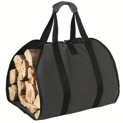 Durable Fabric Firewood Carrier Bag with Handles, Collapsible Log Tote, Ideal for Kitchen Camping Travel and Outdoor Heating, Fireplace Accessory