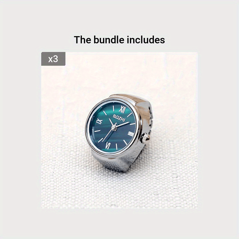 Stylish Green Mini Watch Creative Ring - Fashionable Alloy Shell Finger Watch for Men and Women, Perfect Gift for Trendy Individuals