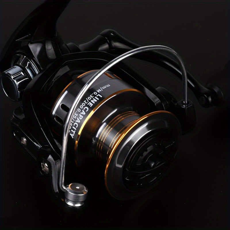 Limited edition BILLINGS EK 1000~7000 spinning reel with 5.2:1 gear ratio, 11.79KG max drag, aluminum alloy metal spool, ambidextrous design, made with PA and mixed colors.