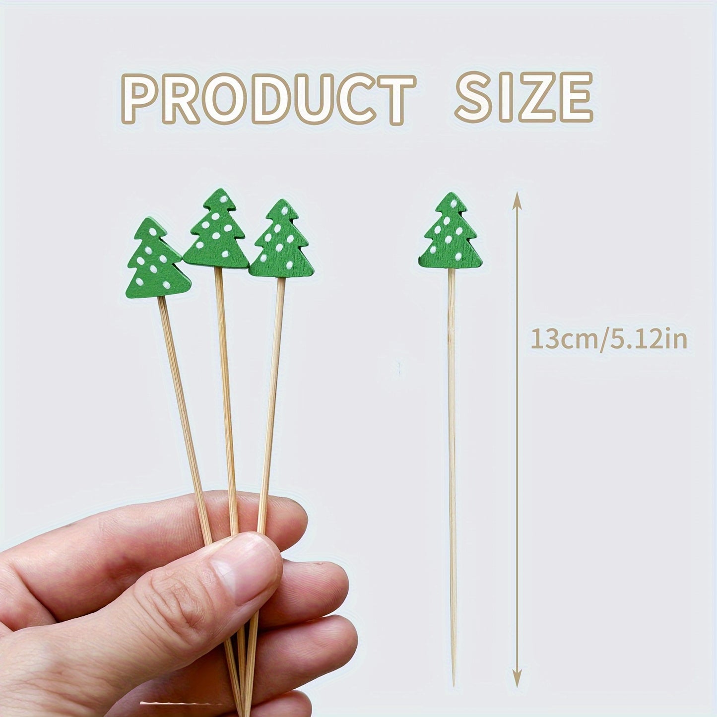 50 Festive Christmas Tree Bamboo Cocktail Picks - Ideal for Holiday Parties, Appetizers & Charcuterie.