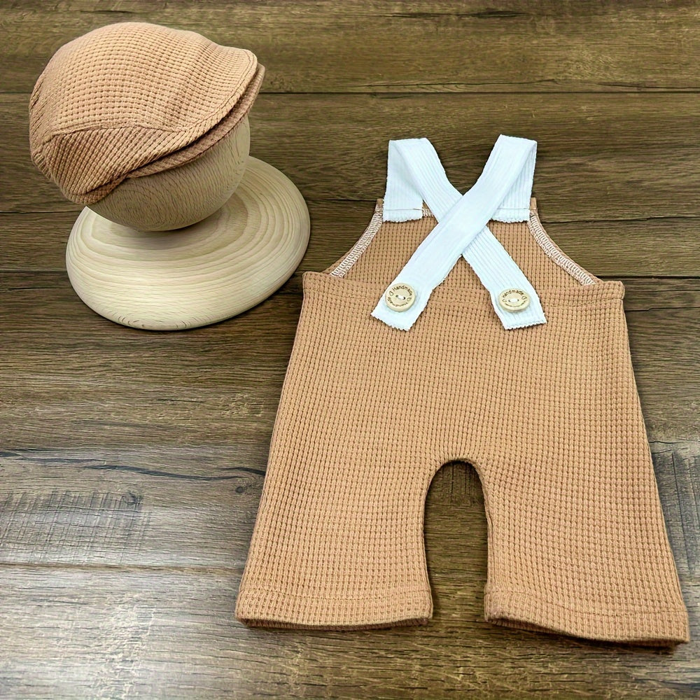 Newborn Photography Props Set: Children's Knitted Hat and Tight Body Suit