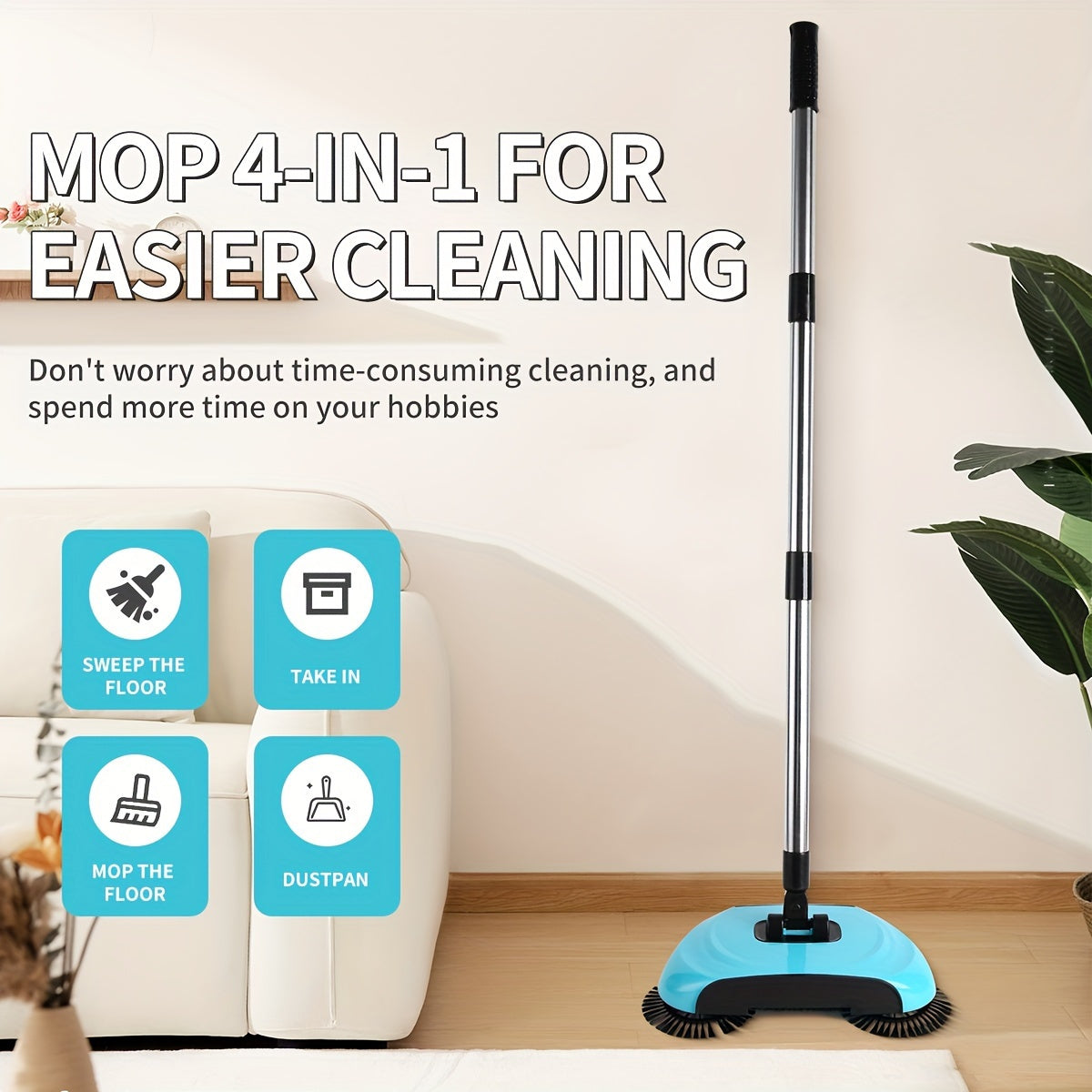 Top Pick: Versatile 3-in-1 Handheld Sweeper Set - Includes Spin Mop, Broom & Dustpan Combo for Effortless Floor Cleaning | Perfect for Hard Surfaces in Kitchen, Bathroom & Living Room | Tough Plastic Cleaning Tool for Long-Lasting Use