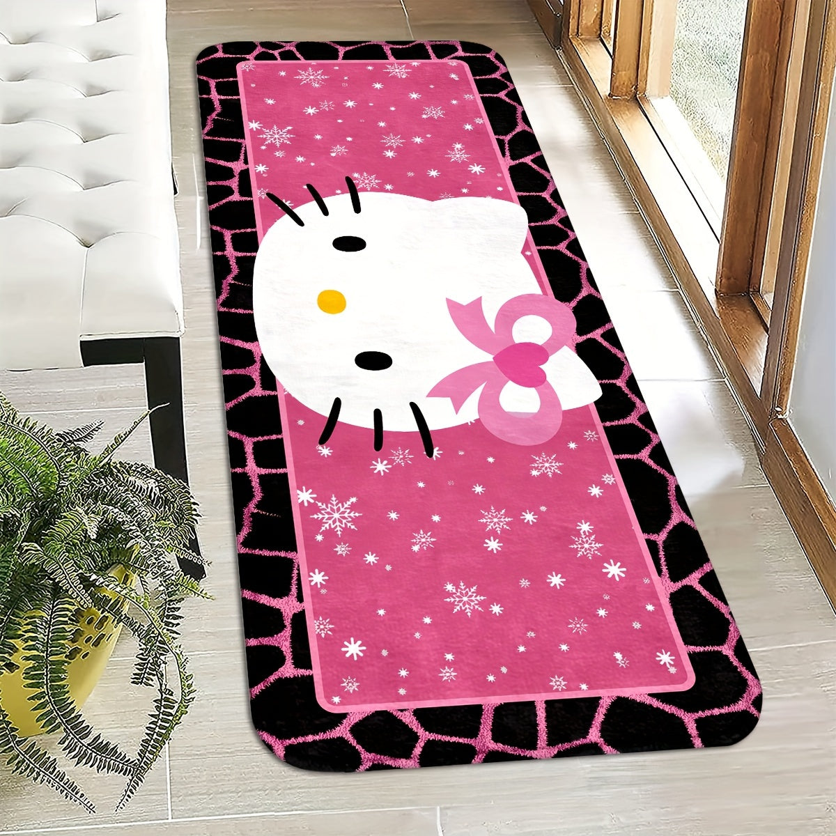 Get Hello Kitty Themed Indoor Door Mats for Winter and Christmas Decorations. These mats have non-slip, thickened designs that are perfect for use in kitchens, bathrooms, and laundry rooms.