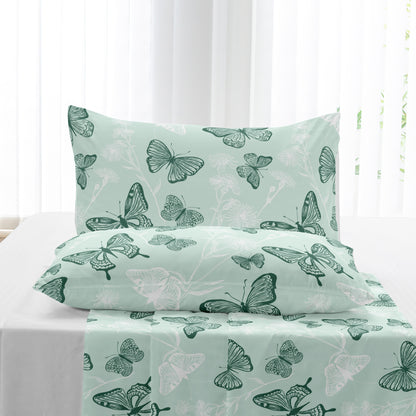 3pcs Butterfly Print Duvet Cover Set made of soft, breathable 100% polyester. Machine washable, all-season comfort. Perfect for animal theme bedroom decor. Duvet insert not included.