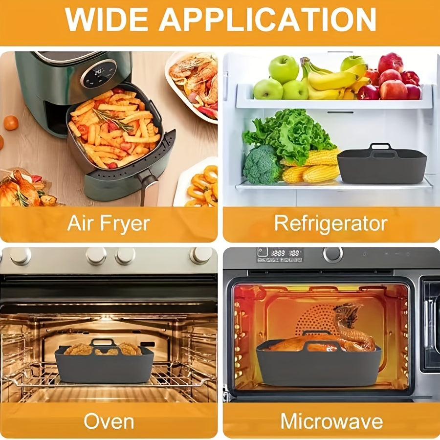 Get 1 piece or a set of 3 pieces of WIEZ Silicone Air Fryer Liners, measuring 19.56cm square. These reusable baking trays are food-safe oven accessories and essential kitchen gadgets for healthy cooking.