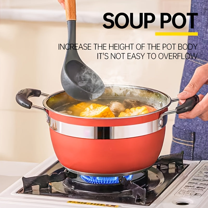 Set of 12 stainless steel pots, including a thickened non-stick frying pan, milk pot, and soup pot with double bottom, ideal for cross-border cooking.