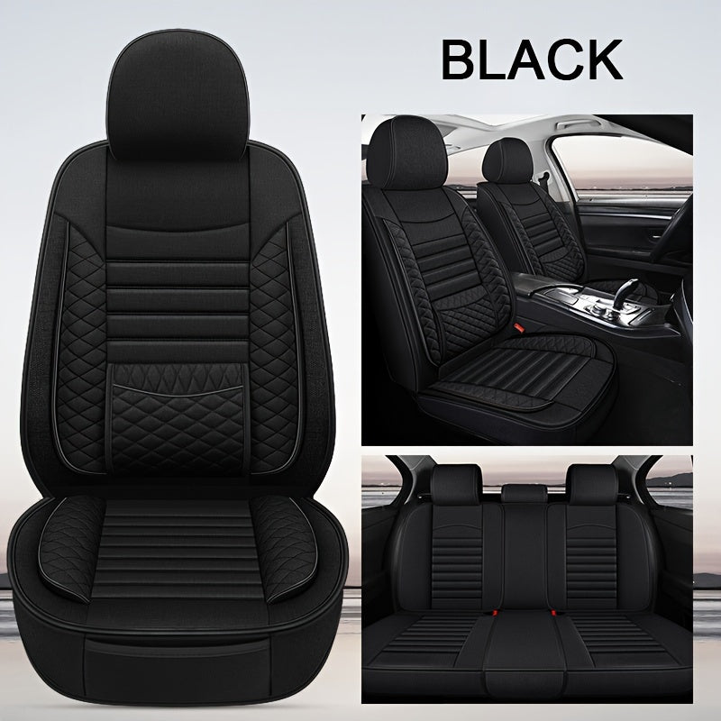 M06 Fiber Hemp Car Seat Cushions - Universal Fit, Breathable Covers for 5-Seats Vehicle, Four Seasons Material