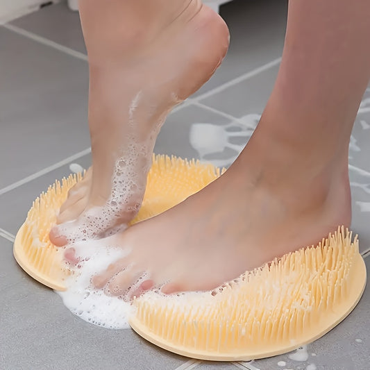 1pc Silicone Foot & Back Shower Scrubber with Suction Cups for Deep Cleansing and Massage.