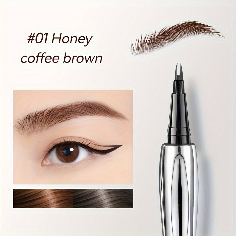 Dual-ended eyebrow pencil for all skin types, shapes quickly with natural, waterproof, and sweatproof finish.