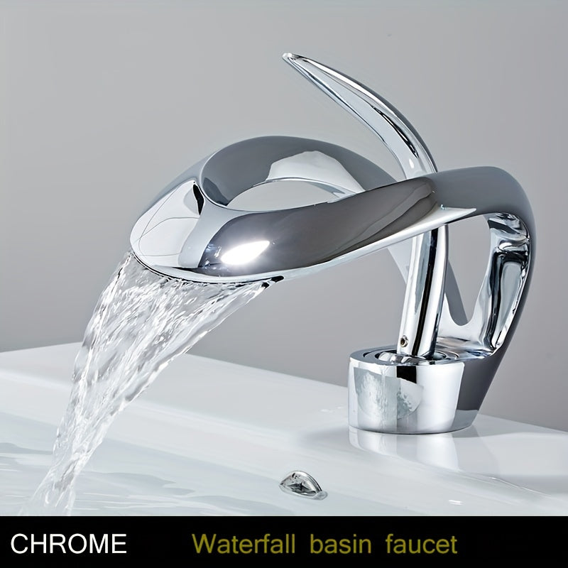 Luxury hot and cold basin faucet with hollow design, ceramic valve core and single handle. Ramadan home essential bathroom accessory.