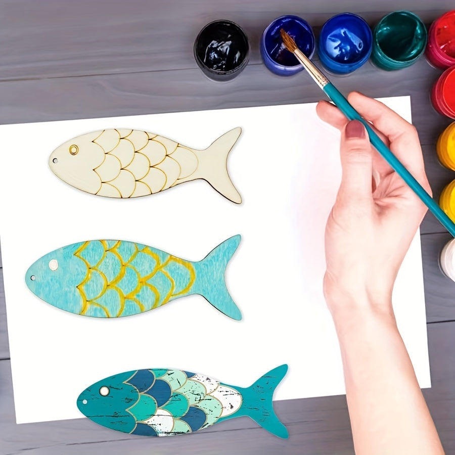 30 wooden fish shaped DIY crafts for holiday, wedding, and birthday decorations. Ideal for party and home decor.