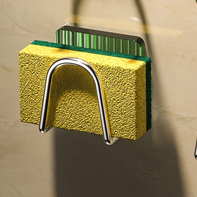 Modern Kitchen Sponge Holder: Wall-Mounted Acrylic and Stainless Steel Sink Caddy. Non-Punching Storage Rack with Towel Feature. No Electricity Required.