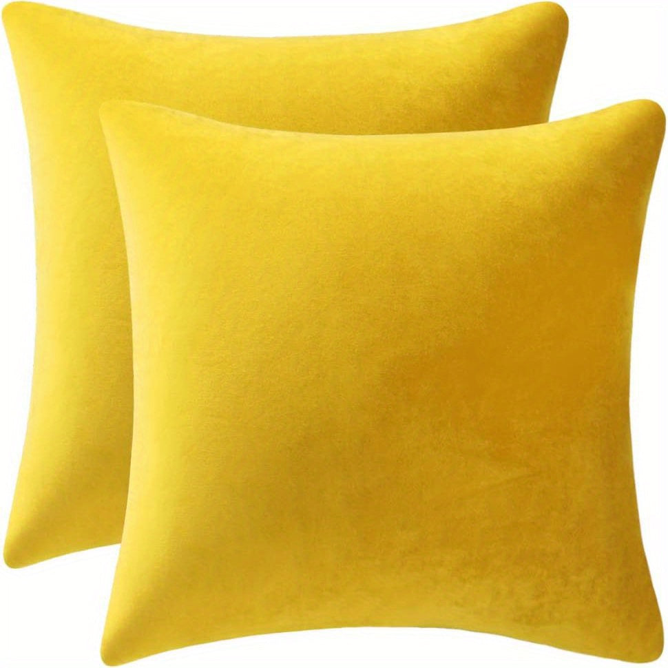 Two velvet soft solid color pillowcases for sofa, bedroom, car - 18x18 inches (45x45cm)