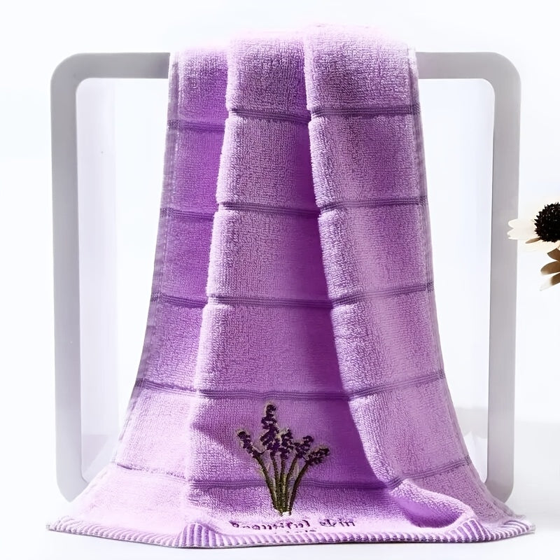 1pc Lavender embroidered cotton aromatherapy hand/face towel, size 30cm*70cm/11.8in*27.5in.