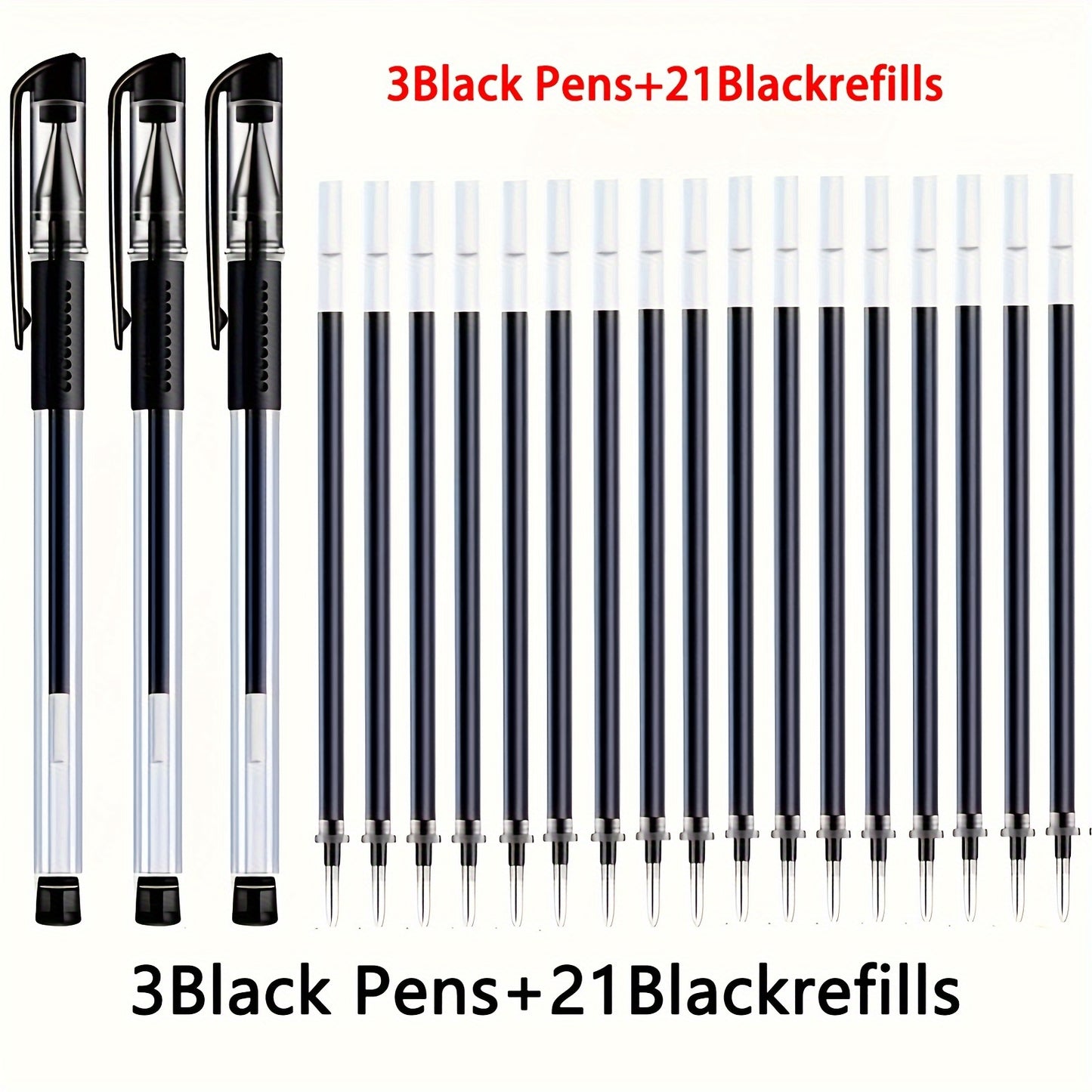 24-Pack Gel Ink Rollerball Pens: 0.5mm Medium Point, Quick Dry, Waterproof, Non-Toxic, Washable, Lightweight Plastic Material for School & Office.