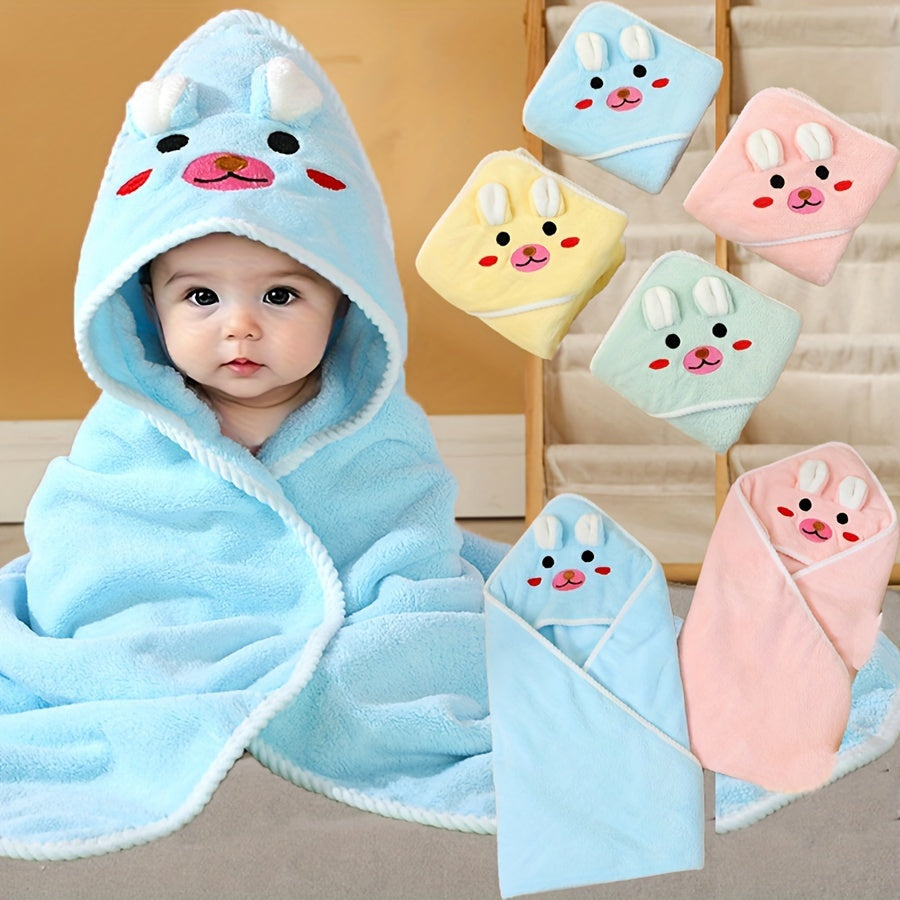 Cozy Cartoon Animal Swaddle Blanket Set for Babies 0-3 Years - Durable Edge, Super Absorbent and Gentle Polyester, Perfect for Bath Time, Stroller Naps - 80.01x80.01 cm - Easy to Clean Machine Washable