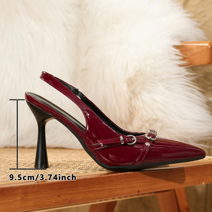 Elegant solid color high heels with ankle strap for women.