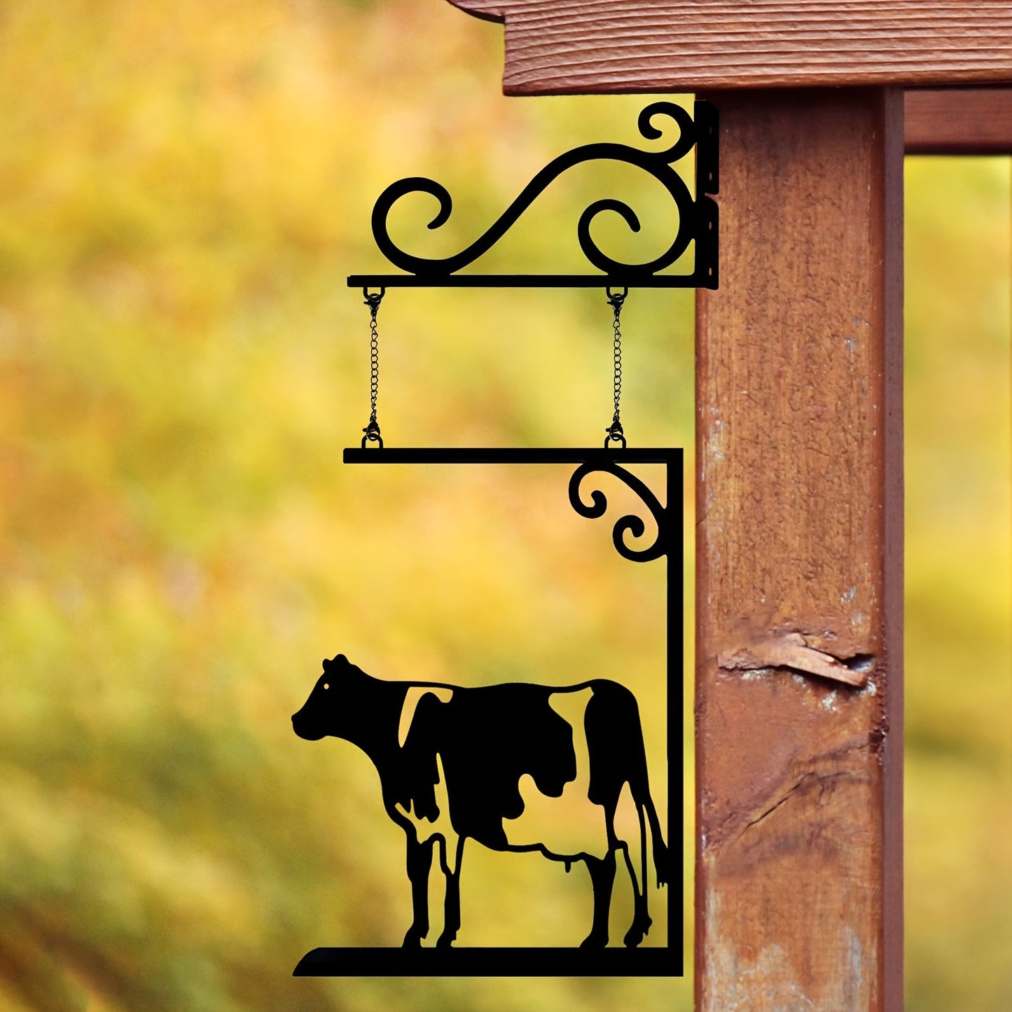 Decorate your living room, bedroom, porch, or courtyard with this unique Farm Cow Door Sign Hanging Decoration made of metal. Add a touch of creativity and charm to your space with this whimsical cow wall decoration.