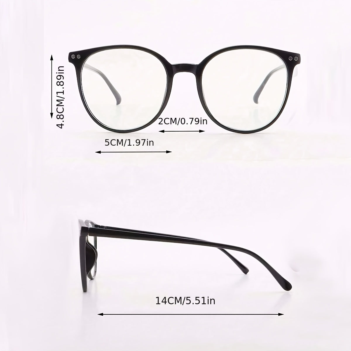 Women's Half-Frame Round Blue Light Block Glasses.