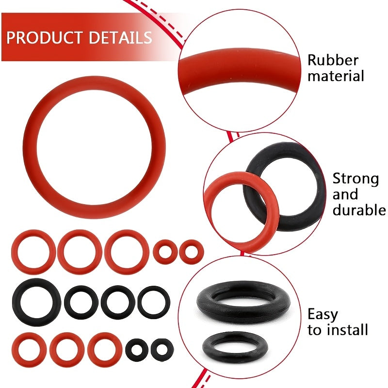 Maintenance kit for espresso machines consisting of 15 easy-to-install anti-leakage valve steam O-rings. Made of durable rubber, safe to use, washable, and does not require power.