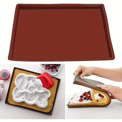 Swiss Roll Cake Mat - 1 Piece, Flexible Silicone Baking Tray, Heat Resistant Jelly Roll Pan, Silicone Cookies Mold, Essential Kitchen Baking Tools