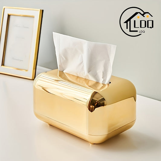 1 pc vintage bread-shaped tissue box holder made of ABS, with electroplated luxury finish and clutter-free storage. Available in 2 colors.