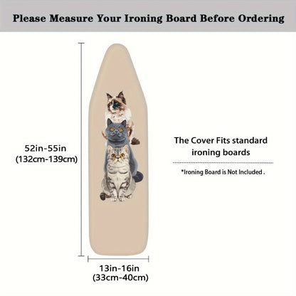 Elastic Edge Ironing Board Cover Featuring Adorable Cats Design - Compatible with Standard Ironing Boards