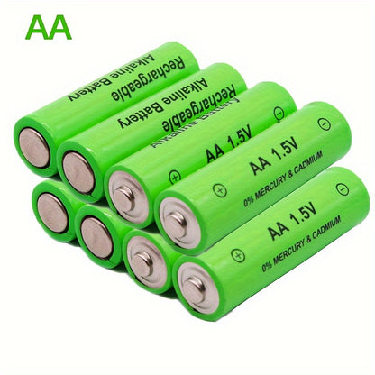 8 Alkaline Rechargeable Batteries, AA-AAA, 1.5V 1000-1200mAh