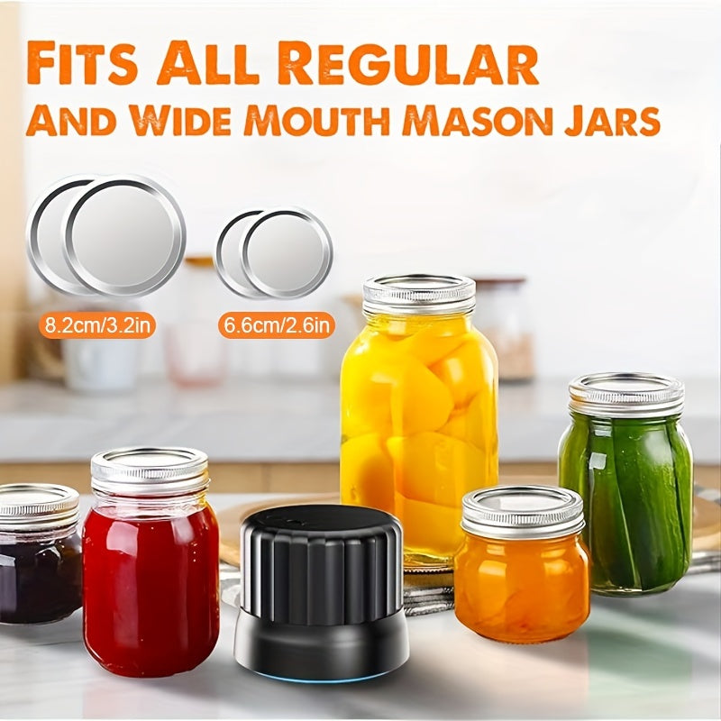 The Mason Jar Vacuum Sealer Set is an electric canning jars vacuum machine kit with an enhanced motor, designed for both wide mouth and regular mouth Mason lids. This versatile tool is perfect for sealing and storing food with a Food Saver, ensuring