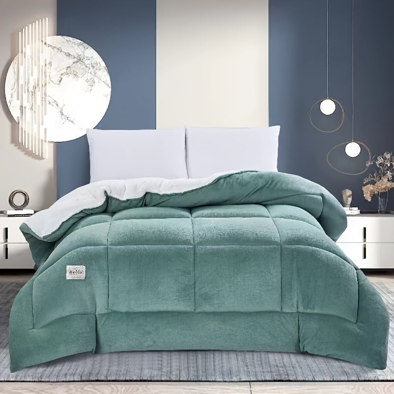 Contemporary Reversible Plaid Comforter - All-Season Quilted Duvet Insert with Box Stitch, Made of Ultra Soft Milk Velvet Fabric and Medium Weight Polyester Fill. This Multipurpose Comforter is Machine Washable and Comes in 9 Sizes. Perfect for a