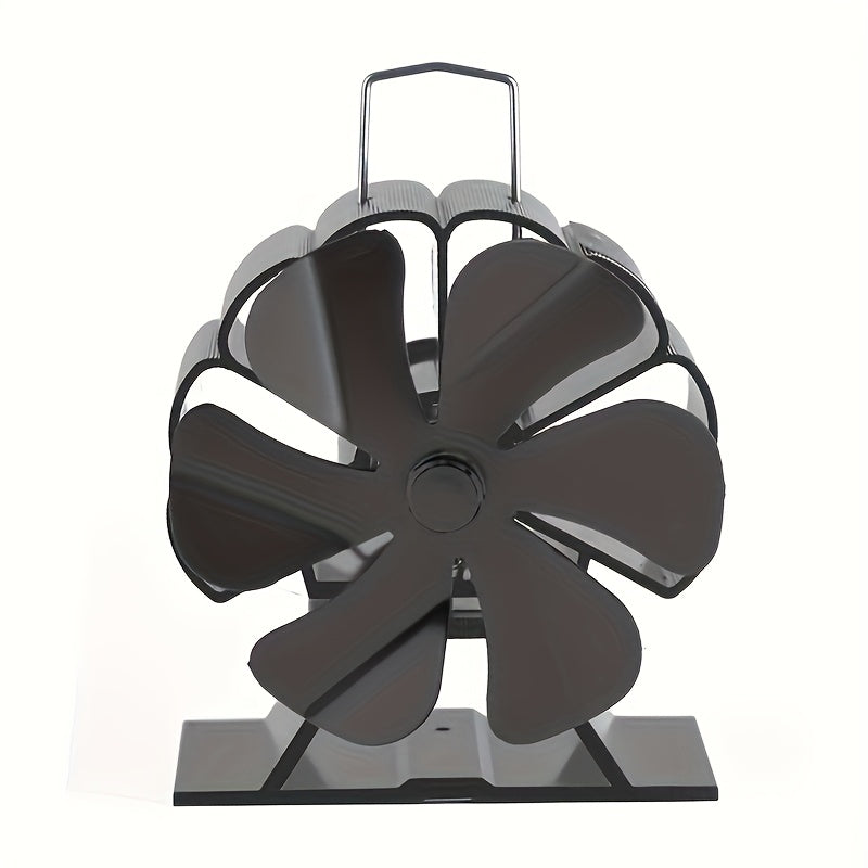 Sleek Black 6-Blade Metal Fireplace Fan Enhances Warmth Distribution, No Electricity Required - Portable Design Ideal for Wood Stoves, Pellet Burners & More | Efficient Airflow for Indoor/Outdoor Use, Outdoor Heating