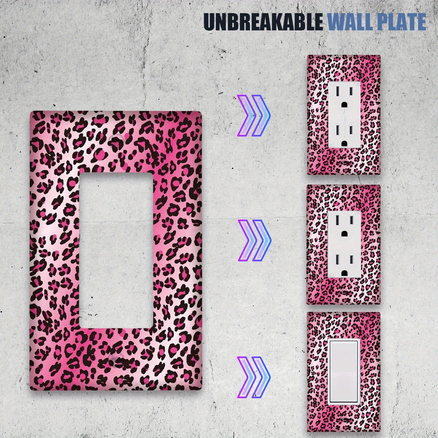 Pink leopard print light switch cover for 1 or 2 switch plates, a unique addition to home decor.