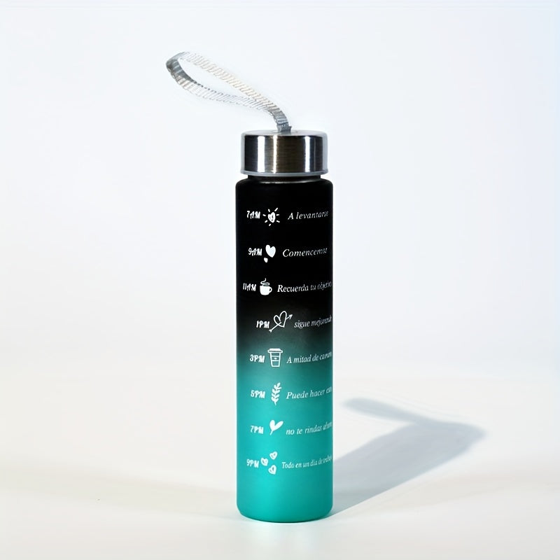 Large capacity water bottle with time marker for hydration reminder, PVC free and lightweight for hand wash only.