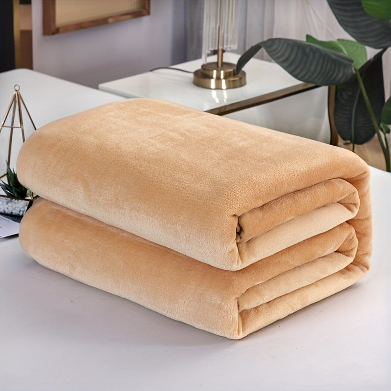 Luxurious Ultra-Soft Flannel Blanket in Solid Color, Contemporary Style – Cozy Plush Bedding Cover, Pillow Inserts or Cases Not Included.