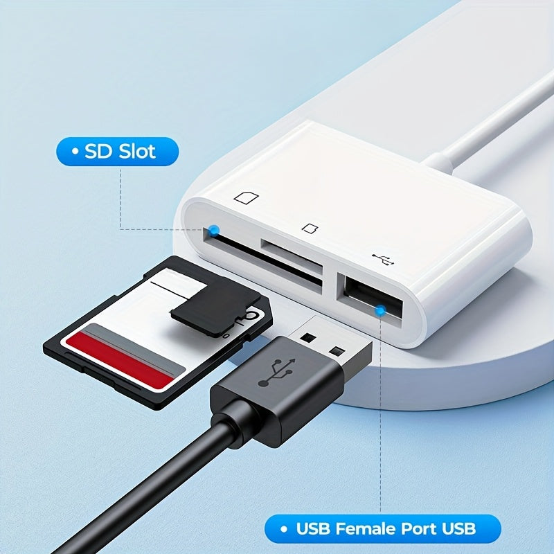 1pc 3-in-1 USB-C SD Card Reader for high-speed data transfer, compatible with iPad Pro, MacBook Air/Pro, Chromebooks, Dell XPS, Galaxy S10/S9 - No battery needed.