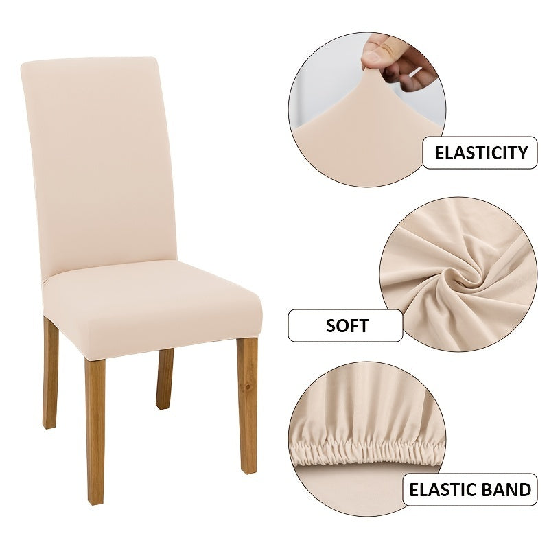 1pc Milk Silk Chair Cover for Dining Room, Hotel, Ceremony - Durable, Stylish, and Four-Season Elastic; Protects Furniture