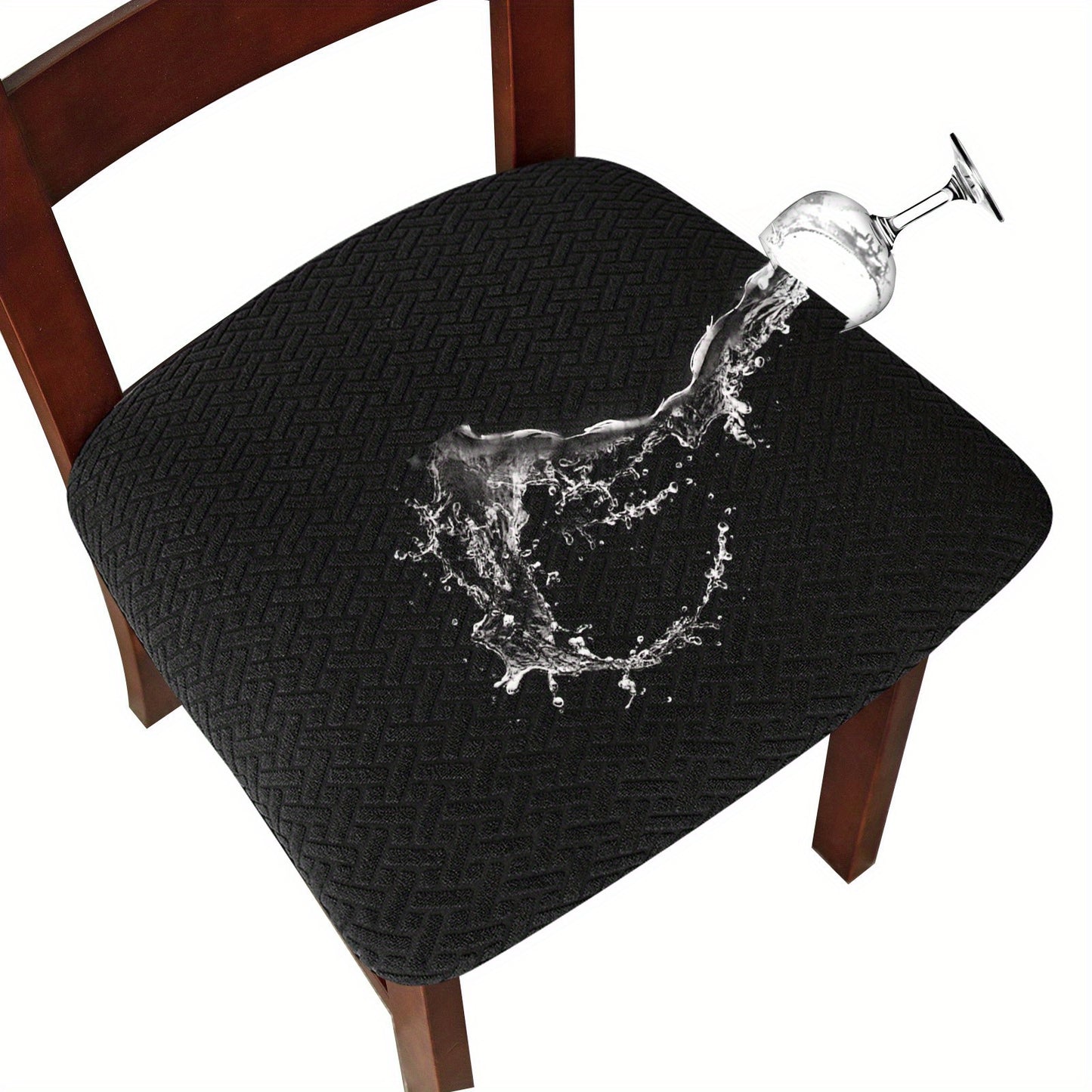 Waterproof restaurant chair covers in grid velvet jacquard style, suitable for protecting kitchen chairs from pets. Detachable, washable, and ideal for home decor.