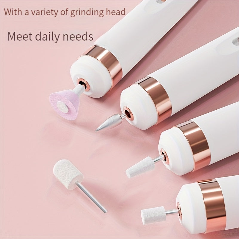 Electric nail drill kit for manicures with dead skin removal and nail polish. Rechargeable tool for hands and feet.